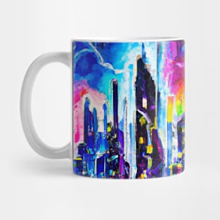 City colorful watercolor style design, citscape painting artwork Mug